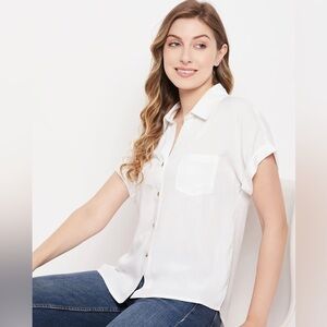 Sim and Sam WHITE RAYON CHALLI CAMP SHIRT Size Small